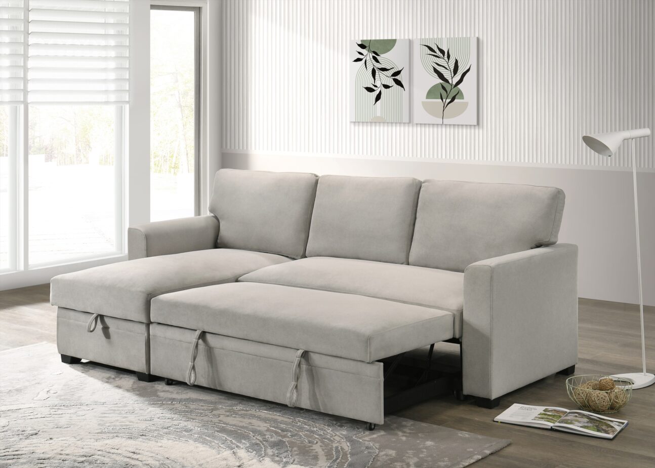 Contemporary Beige Pull Out 2 Pc Media Sleeper - Image 14