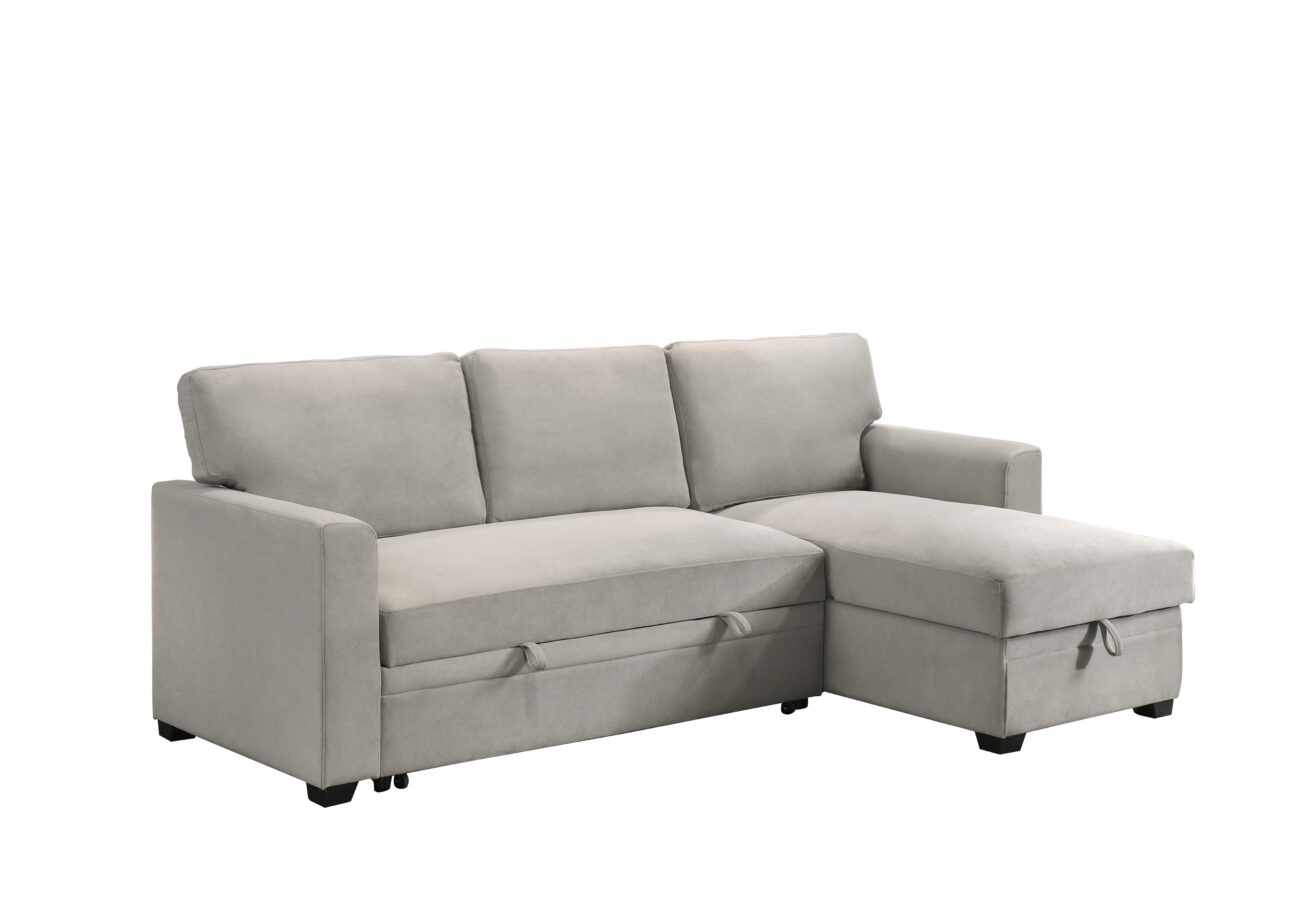Contemporary Beige Pull Out 2 Pc Media Sleeper