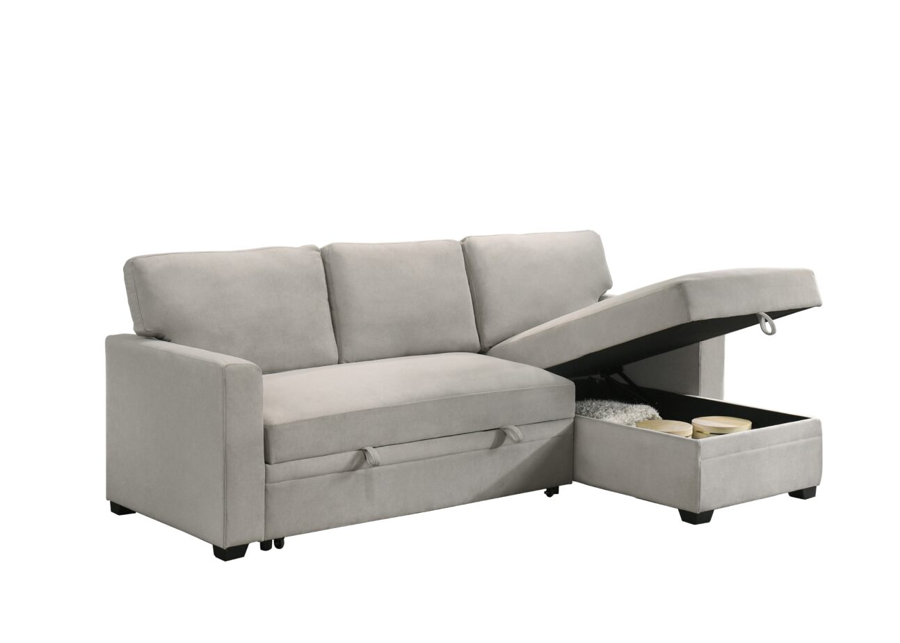 Contemporary Beige Pull Out 2 Pc Media Sleeper - Image 2