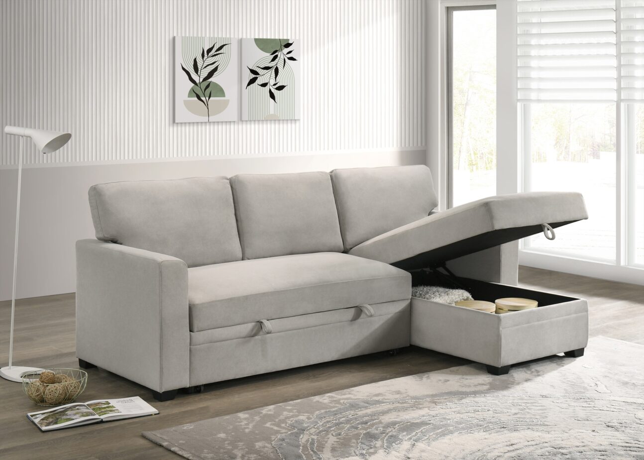 Contemporary Beige Pull Out 2 Pc Media Sleeper - Image 6