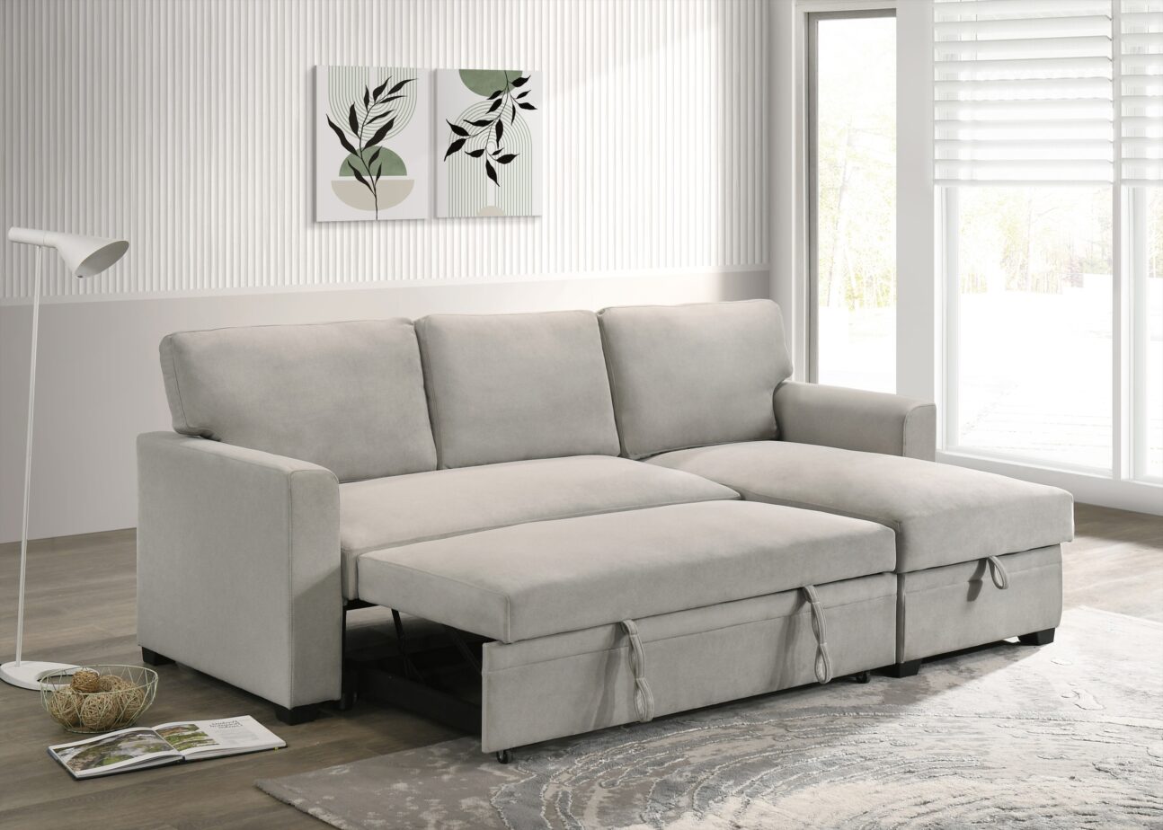 Contemporary Beige Pull Out 2 Pc Media Sleeper - Image 7