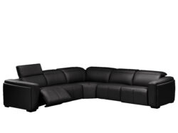Cooper Dual Power Leather Sectional - Black