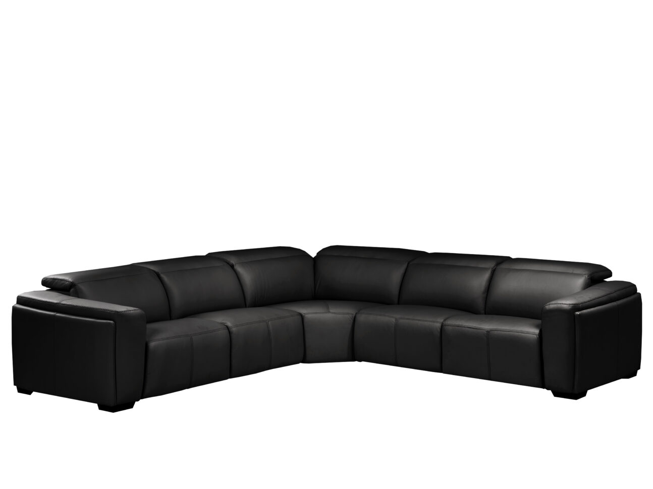 Cooper Dual Power Leather Sectional - Black - Image 4