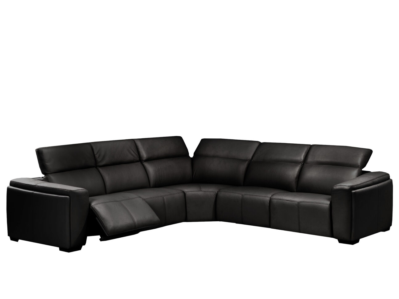 Cooper Dual Power Leather Sectional - Black - Image 2