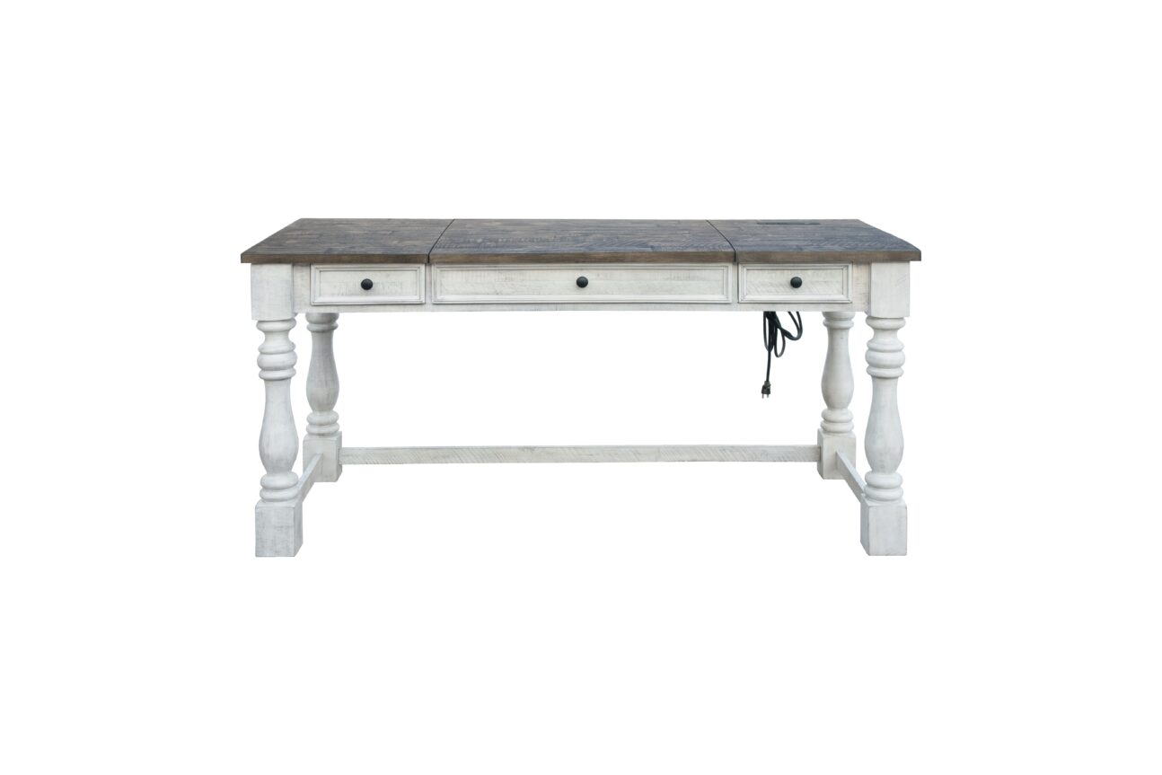 Savannah Lift Desk - Antique White & Grey