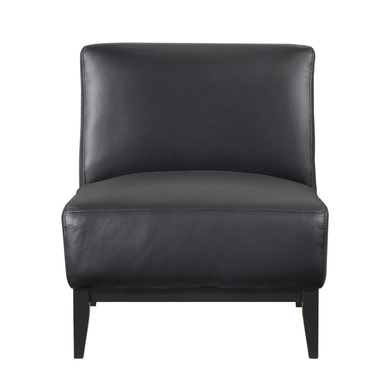Soho 100% Leather Accent Chair - Black - Image 2