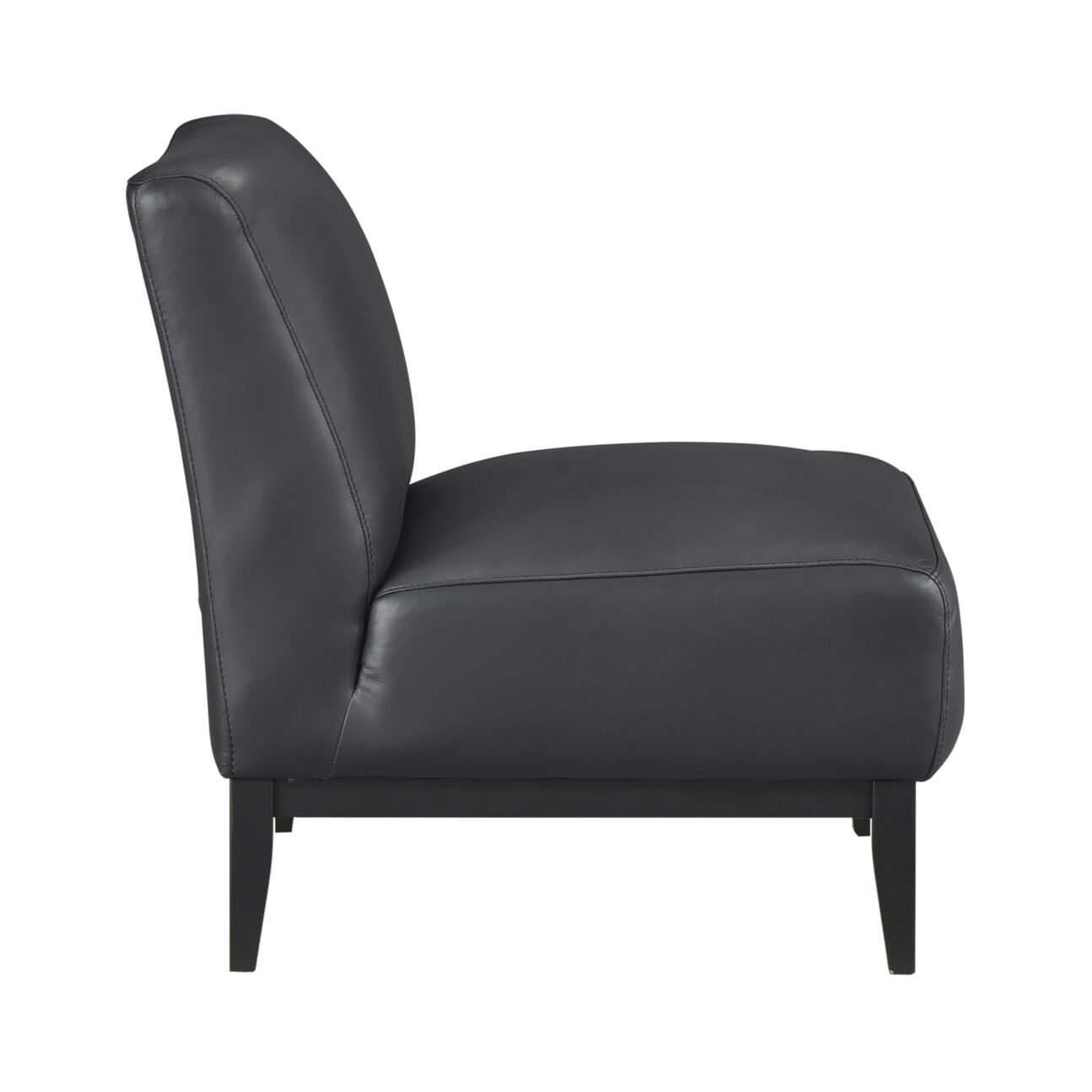 Soho 100% Leather Accent Chair - Black - Image 3