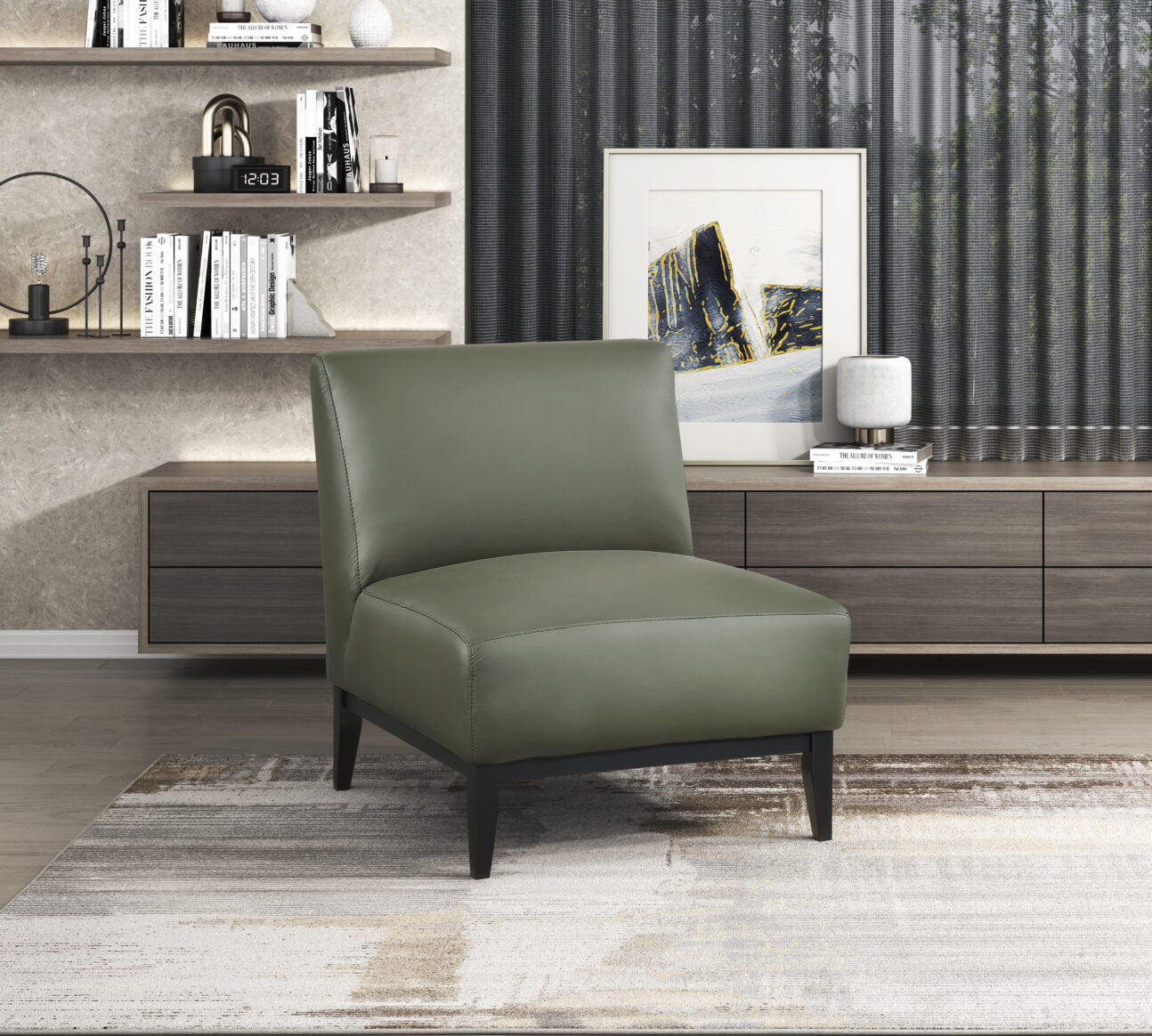 Soho Leather Accent Chair - Green - Image 6