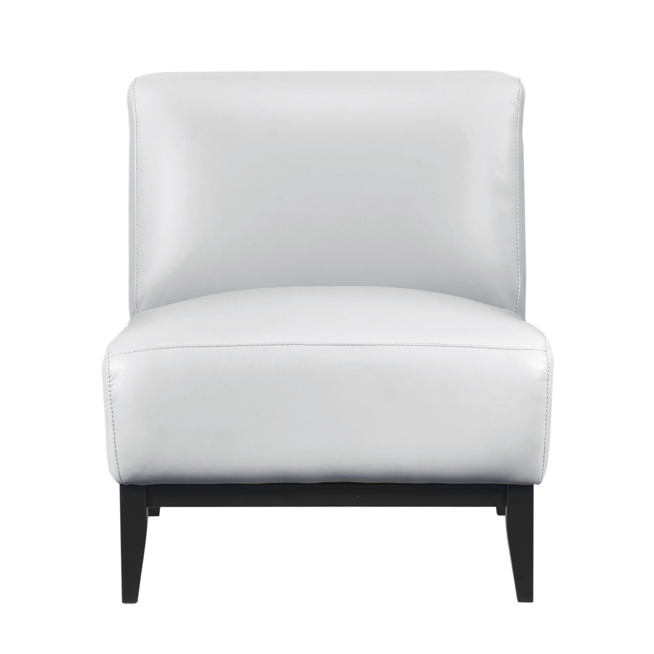 Soho 100% Leather Accent Chair - Silver - Image 2