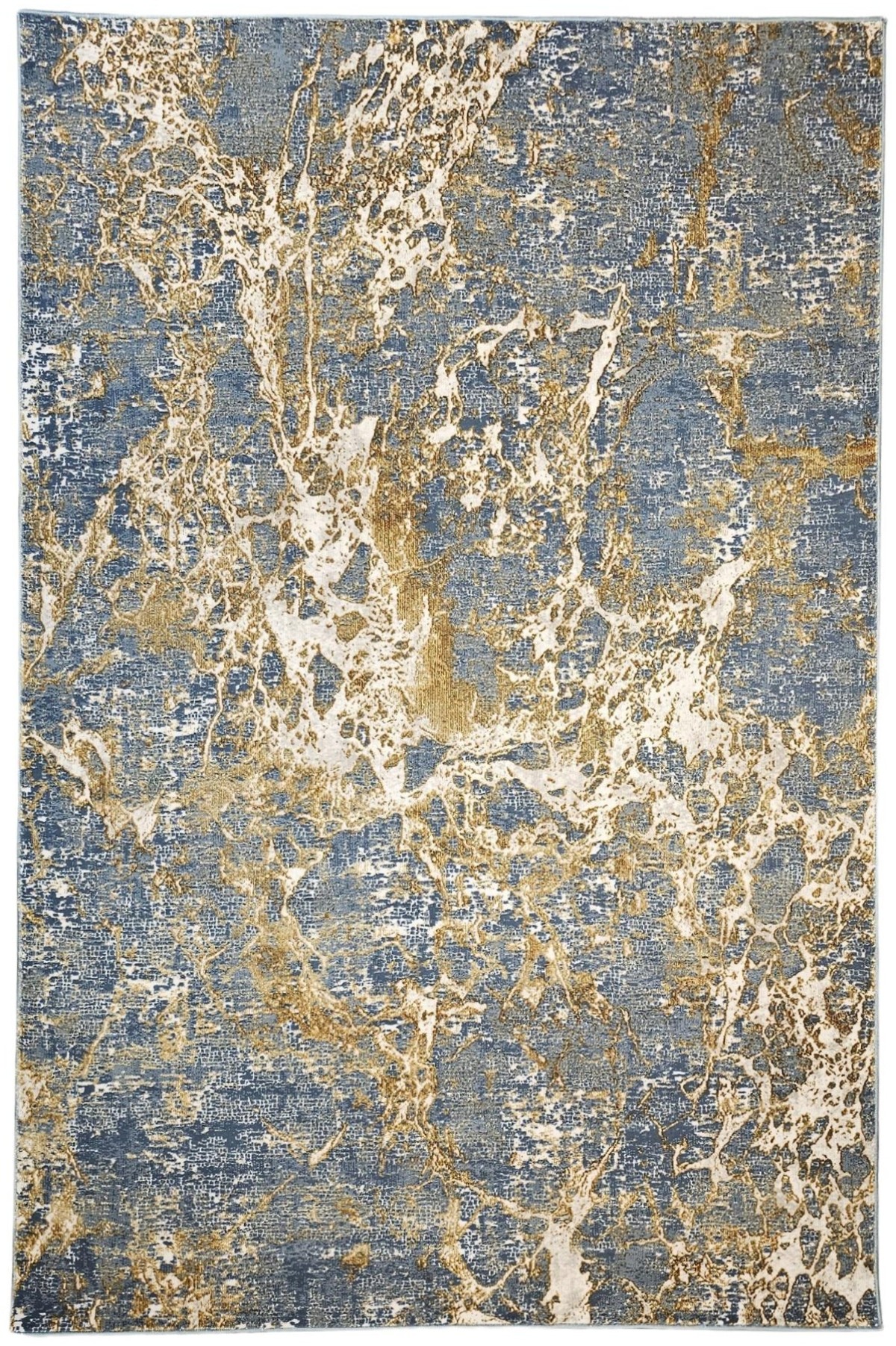 Transitional Blue and Gold Area Rug